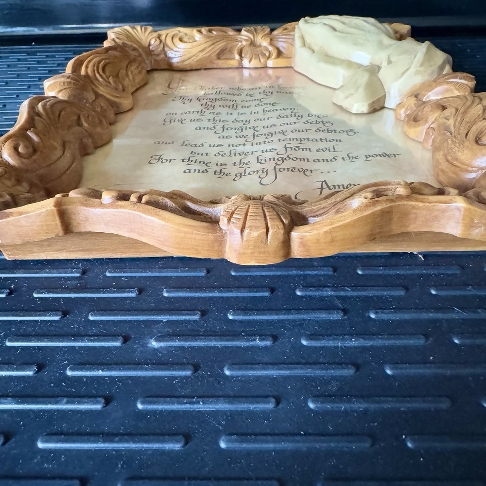 Lords Prayer Wall Art 3D Praying Hands Frame Resin Faux Wood 10.5x12" Religious - Picture 4 of 11